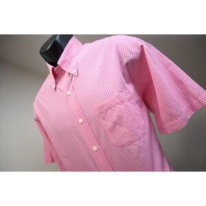 Brooks Brothers 346 Button Up Dress Shirt Plaid Short Sleeve Mens Size Medium